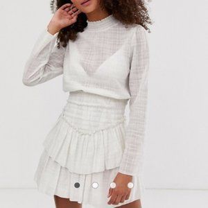ASOS DESIGN High Neck Shirred Waist Mini Dress